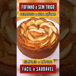 Bolo de Maçã FÁCIL e Delicioso, SEM AÇÚCAR e TRIGO, só 5 MIN de preparo, MOLHADINHO e FOFINHO!