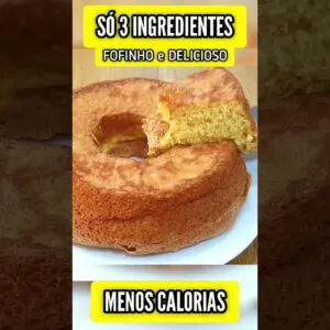 BOLO FOFINHO de 3 INGREDIENTES, SEM AÇÚCAR e MENOS CALORIAS! Fácil, Sem Leite e Sem Trigo