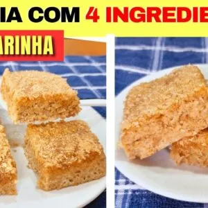 Bolo de 4 INGREDIENTES Delicioso! SEM FARINHA, AÇÚCAR, LEITE E OVO - Fácil (+ Fibras e Proteínas)