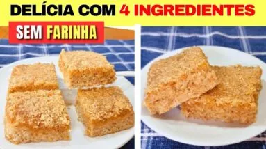 Bolo de 4 INGREDIENTES Delicioso! SEM FARINHA, AÇÚCAR, LEITE E OVO - Fácil (+ Fibras e Proteínas)