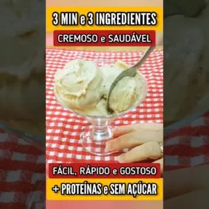 Só 3 MIN e 3 INGREDIENTES! Sorvete Rico em Proteínas, Sem Açúcar, Fácil, Saudável e Cremoso