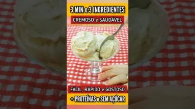 Só 3 MIN e 3 INGREDIENTES! Sorvete Rico em Proteínas, Sem Açúcar, Fácil, Saudável e Cremoso