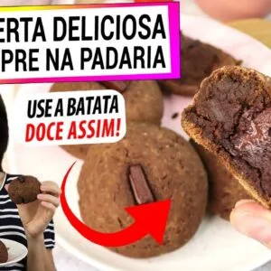 DESCOBRI PARA O LANCHE DA TARDE E NÃO PARO DE FAZER! SÓ AMASSAR UMA BATATA DOCE, É SAUDÁVEL E FÁCIL!