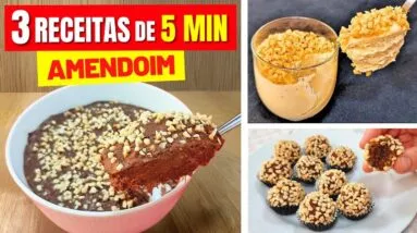 3 Receitas de 5 MIN com AMENDOIM -  SEM AÇÚCAR e TRIGO, Rápido, Fácil, Barato e Saudável