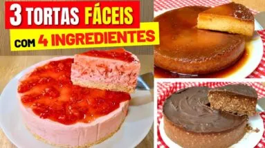 3 TORTAS com 4 INGREDIENTES - SEM AÇÚCAR, SEM TRIGO, SAUDÁVEIS E DELICIOSAS