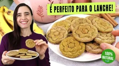 Pare com o açúcar com este biscoito simples de banana e canela! Lanche saudável, não compro mais!