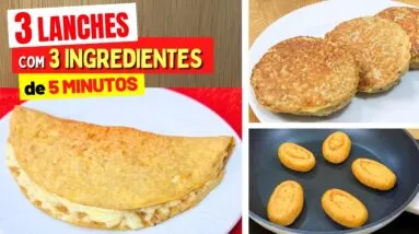 3 Lanches de 3 INGREDIENTES e 5 MIN - Fáceis e Saudáveis! - SEM GLÚTEN