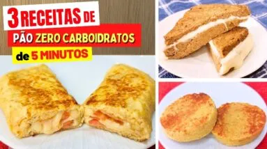 3 Receitas de PÃO ZERO CARBOIDRATOS em 5 MIN! Fáceis, Deliciosos e Saudáveis (Sem Glúten)