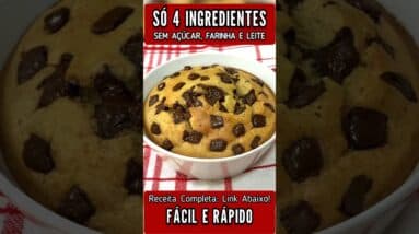 Só 4 INGREDIENTES! Bolinho SEM AÇÚCAR, FARINHA e LEITE - Fácil, Rápido e Fofinho