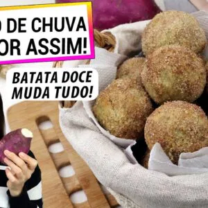 AGORA SÓ FAÇO BOLINHO DE CHUVA ASSIM! USAR BATATA DOCE MUDA TUDO!